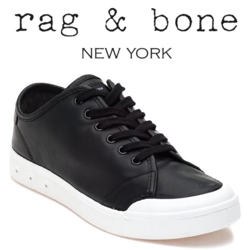 NWT rag & bone sneakers standard issue leather lace up black size 5